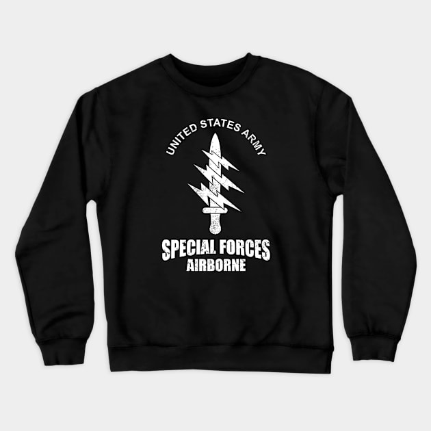 US Special Forces Airborne (distressed) Crewneck Sweatshirt by Firemission45